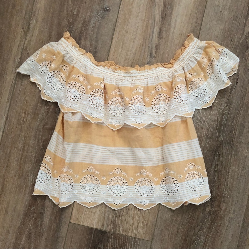 American Eagle Outfitters Off The Shoulder Golden Yellow‎ Top SIZE XS Coquette
